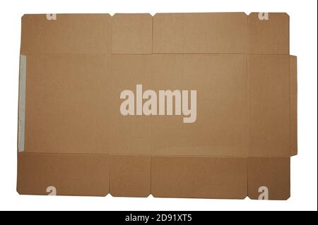 Flat paper unfolded box shape isolated on white studio background Stock Photo