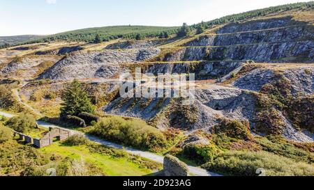 Aerial view of  Rosebush Slate quarry Stock Photo