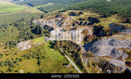 Aerial view of  Rosebush Slate quarry Stock Photo