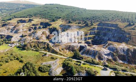 Aerial view of  Rosebush Slate quarry Stock Photo