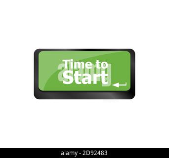 Time to start text button on keyboard keys Stock Photo