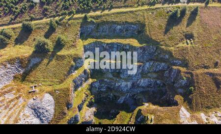 Aerial view of  Rosebush Slate quarry Stock Photo