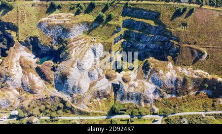 Aerial view of  Rosebush Slate quarry Stock Photo