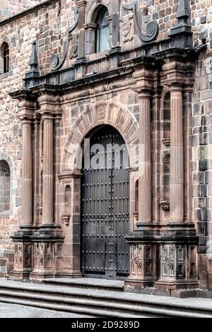 Door, Coricancha, Convento de Santo Domingo del Cusco, Cusco, Peru Stock Photo