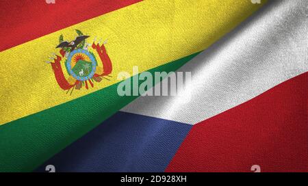 Bolivia and Czech Republic two flags textile cloth, fabric texture Stock Photo