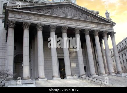 The public building of New York State Supreme Court located in the Civic Center neighborhood of Lower Manhattan in New York City Stock Photo