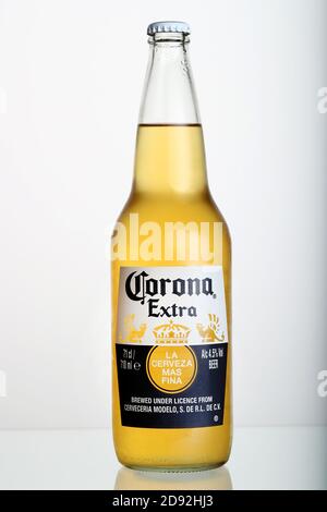 Bottle of Corona beer on a white background Stock Photo