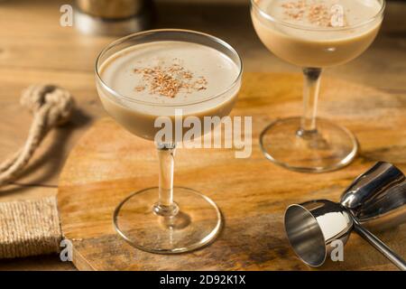 Boozy Refreshing Brandy Alexander Cocktail with Creme de Cacao Stock Photo