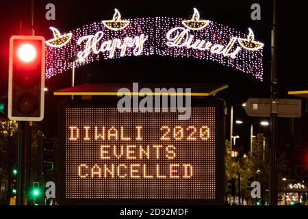 Diwali events in Leicester have been cancelled due to Covid restrictions. Diwali celebrations in Leicester are famously some of the best in the UK and one of the biggest outside of India. However, as coronavirus restrictions continue to prevent people from meeting in large groups, crowds will not be able to gather on Belgrave Road for the traditional entertainment and fireworks. Stock Photo
