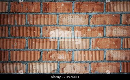Old weathered grunge red bricks wall background texture Stock Photo