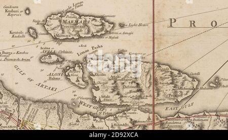 Kapıdağ Peninsula - 1786 map of The Sea of Marmara or Propontis with the Straits of Constantinople and of Gallipoli (cropped). Stock Photo