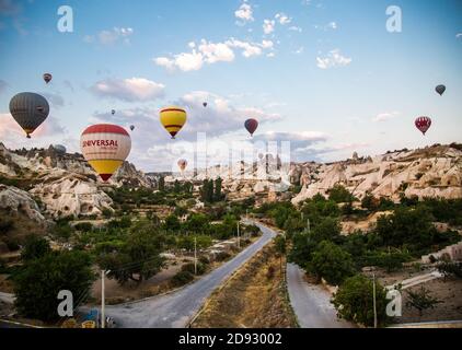 The Cappadocia region of Turkey is the most popular location in the world for hot air ballooning. Last year, over half of the world's balloon trips took place in the region, with almost half a million people taking to the skies. It's also one of the few places in the world you can balloon almost all year round. Turkey. Stock Photo