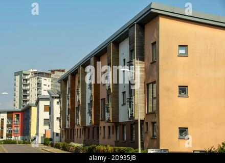 SWANSEA, WALES - JULY 2018: Block of apartments near Swansea marina Stock Photo