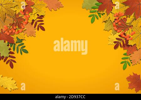 Autumn background, tree paper leaves Stock Vector