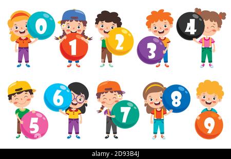 Concept Of Multi Colored Cartoon Numbers Stock Vector
