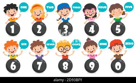 Concept Of Multi Colored Cartoon Numbers Stock Vector