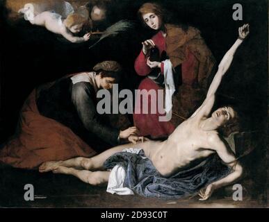 Jusepe de Ribera - Saint Sebastian Tended by the Holy Women Stock Photo