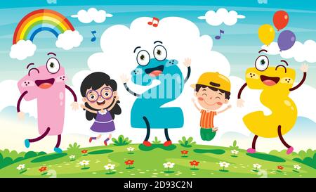 Concept Of Multi Colored Cartoon Numbers Stock Vector