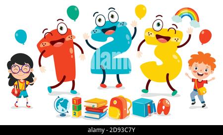 Concept Of Multi Colored Cartoon Numbers Stock Vector
