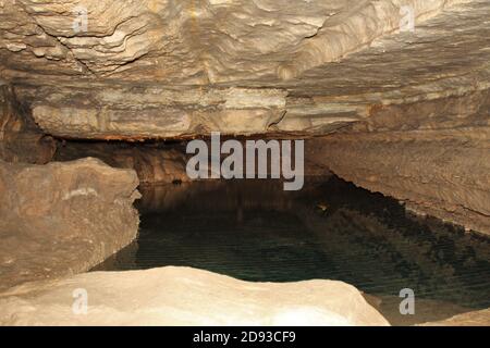 Inside the Mystery Cave in Preston, Minnesota. Stock Photo