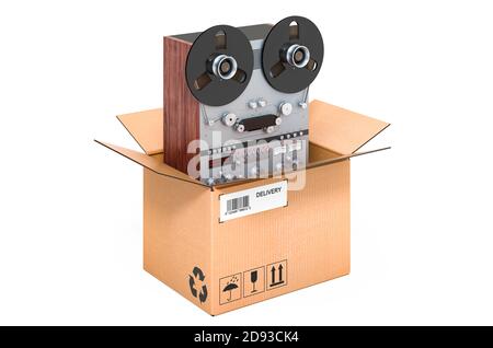 Tape recorder with toolbox. Repair and service of retro reel-to-reel tape  recorder, 3D rendering isolated on white background Stock Photo - Alamy