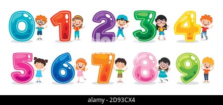 Concept Of Multi Colored Cartoon Numbers Stock Vector