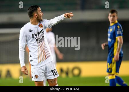 Marcantonio Bentegodi stadium, Verona, Italy, 02 Nov 2020, Roberto Insigne (Benevento) gestures during Hellas Verona vs Benevento Calcio, Italian soccer Serie A match - Credit: LM/Ettore Griffoni/Alamy Live News Stock Photo