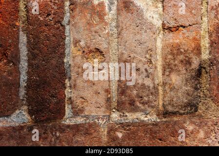 Surface of abandoned building wall made of brown bricks Stock Photo