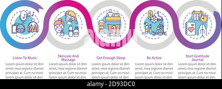Self care practices vector infographic template Stock Vector