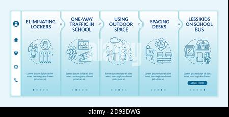 Covid school safety guidelines onboarding vector template Stock Vector