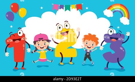 Concept Of Multi Colored Cartoon Numbers Stock Vector