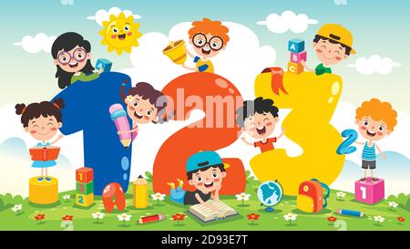 Concept Of Multi Colored Cartoon Numbers Stock Vector