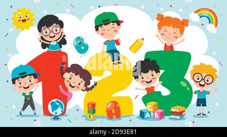 Concept Of Multi Colored Cartoon Numbers Stock Vector