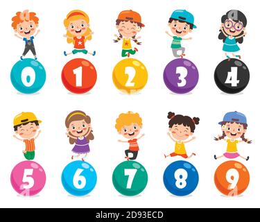 Concept Of Multi Colored Cartoon Numbers Stock Vector