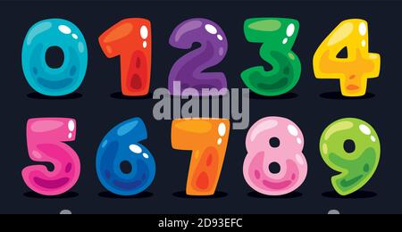 Concept Of Multi Colored Cartoon Numbers Stock Vector