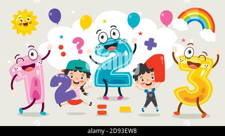 Concept Of Multi Colored Cartoon Numbers Stock Vector