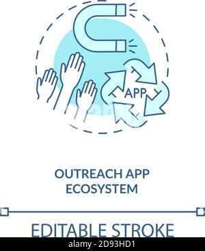 Outreach app ecosystem concept icon Stock Vector