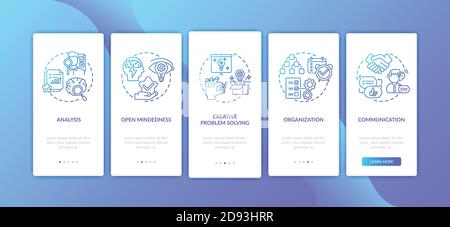 Creative thinking types onboarding mobile app page screen with concepts Stock Vector