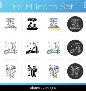 Teen jobs icons set Stock Vector