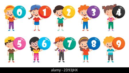 Concept Of Multi Colored Cartoon Numbers Stock Vector