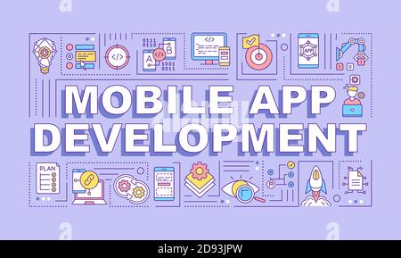 Mobile app development word concepts banner Stock Vector