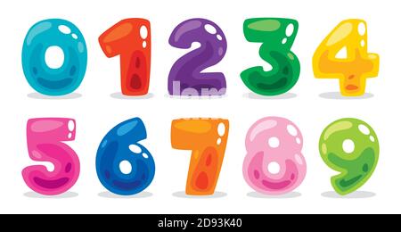 Concept Of Multi Colored Cartoon Numbers Stock Vector