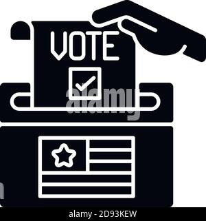 Ballot drop box black glyph icon Stock Vector