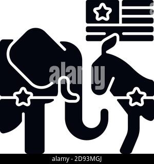 Democrats vs. Republicans black glyph icon Stock Vector