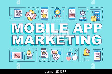 Mobile app marketing word concepts banner Stock Vector