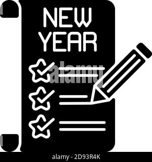 New Year resolutions black glyph icon Stock Vector