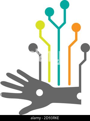 Circuit technology icon logo template Stock Vector
