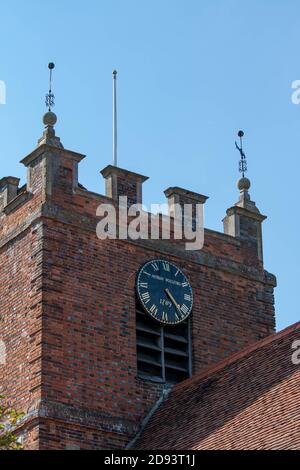 Clock tower of St James the Less, Pangbourne.  Kenneth Grahame the author of Wind in the Willows, lived in the adjacent Church Cottage. Stock Photo