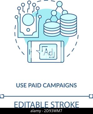 Use paid campaigns concept icon Stock Vector