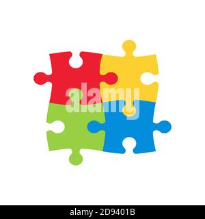 Jigsaw puzzle colored vector 2x2, four pieces Stock Vector